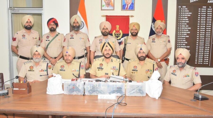CROSS-BORDER SMUGGLING MODULE BUSTED IN AMRITSAR; TWO HELD WITH 4KG HEROIN, FOUR PISTOLS