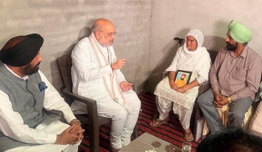 AMIT SHAH IS MEETING THE FAMILIES OF THREE PEOPLE WHO WERE MURDERED FOR SPEAKING OUT AGAINST DRUGS IN PUNJAB.