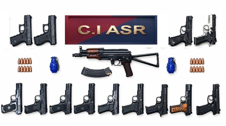 FATHER-SON DUO AMONG FIVE HELD WITH ASSAULT RIFLE, 2 HAND GRENADES AND 13 PISTOLS IN AMRITSAR