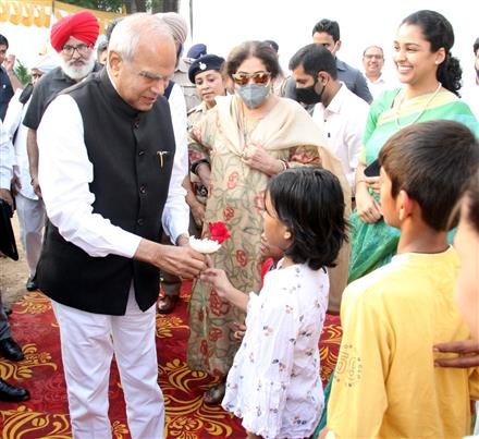 PUROHIT LAID THE FOUNDATION STONE OF NEW BUILDING BLOCK OF GOVT. SR. SEC. SCHOOL, KAJHERI