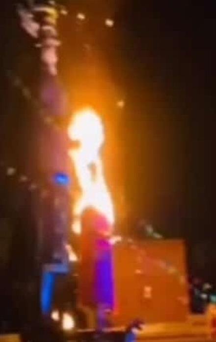 MISCREANTS SET ON FIRE  MEGHNATH EFFIGY BEFORE DUSHERA