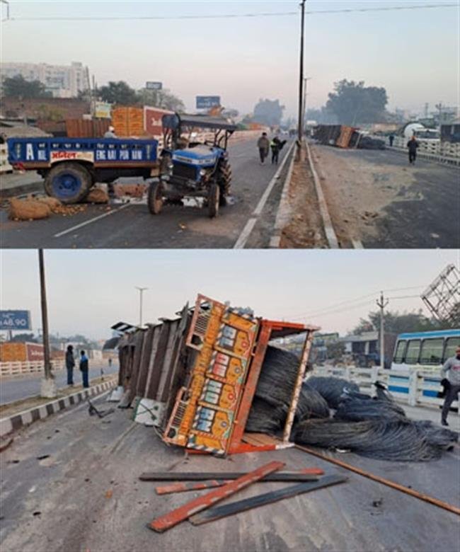 ट्रक— ट्रैक्टर ट्रॉली की टक्कर में ट्रैक्टर चालक की मौत