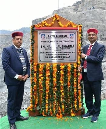 SJVN, CMD N.L SHARMA COMMENCES DAM CONCRETING OF DHAULASIDH HYDRO PROJECT