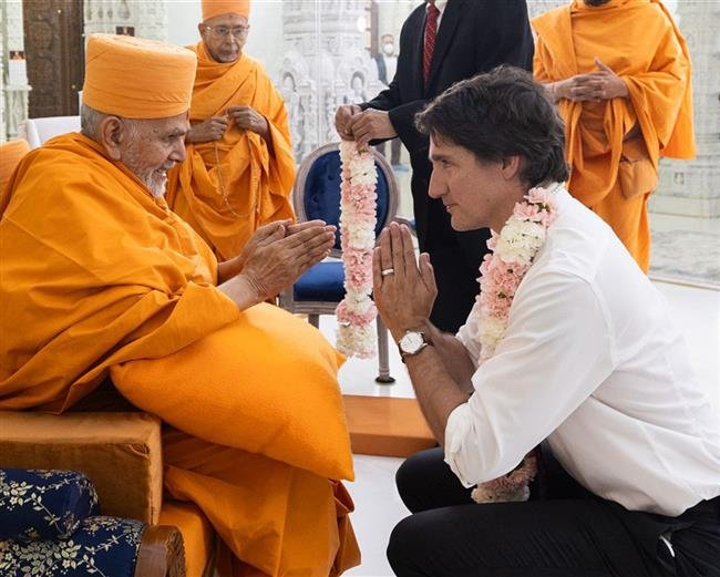 CANADA PRIME MINISTER VISITS BAPS TORONTO MANDIR