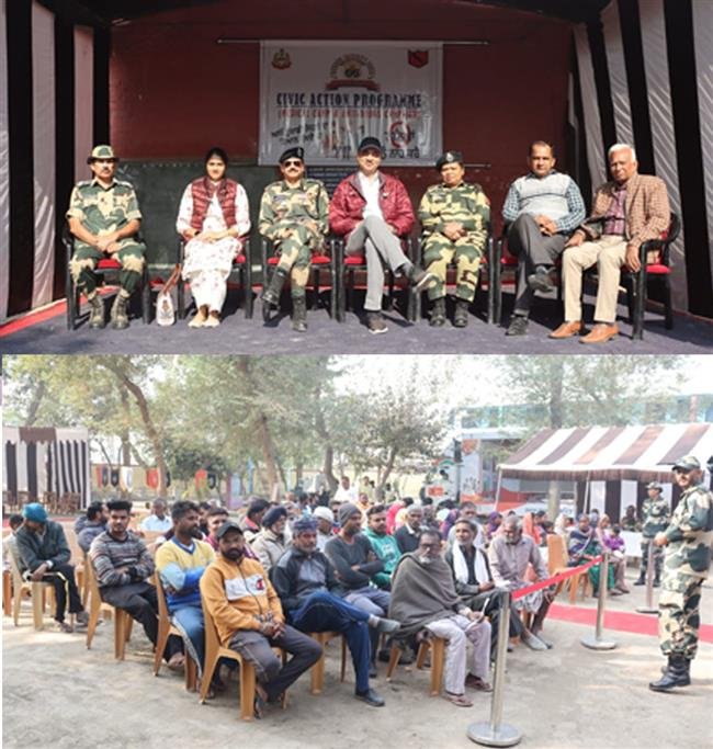 बीएसएफ द्वारा निःशुल्क चिकित्सा शिविर और नशा मुक्ति अभियान शिविर का आयोजन