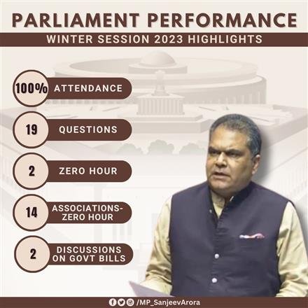 ARORA’S EXCELLENT PERFORMANCE WITH 100 PERCENT ATTENDANCE IN WINTER SESSION OF RS