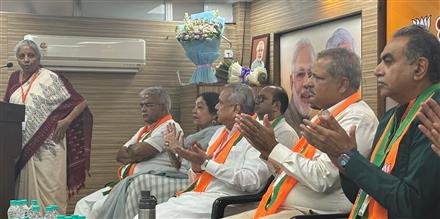 UNION MINISTER NIRMALA SITHARAMAN SLAMS CONGRESS DURING BJP'S EXECUTIVE MEET