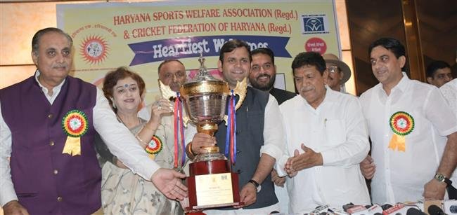SPORTS MINISTER GAURAV GAUTAM   UNVEILED 46TH ALL INDIA SHAHEED BHAGAT SINGH BOYS U-19 CRICKET TROPHY