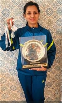 DOLLY SINGH & KENGAM BUCHI WON SILVER MEDAL IN WOMEN DOUBLES AT INTER CPSU BADMINTON TOURNAMENT HELD AT NOIDA