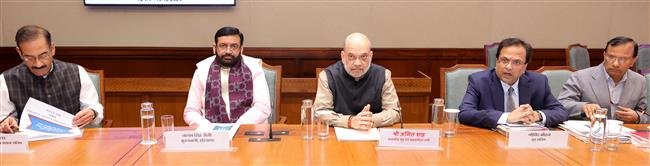 AMIT SHAH AND HARYANA CM SAINI HOLDS REVIEW MEETING ON NEW CRIMINAL LAWS