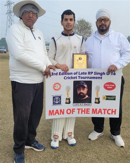 MOM MANVIR SINGH CL CHAMPS CRICKET ACADEMY, PANCHKULA & CHANDIGARH HAWKS CRICKET ACADEMY WINS