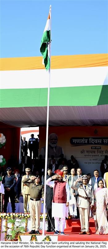 R-DAY CELEBRATIONS, CM UNFURLS NATIONAL FLAG AT REWARI