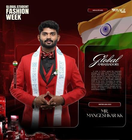MODEL MANGESHKAR KK BECOMES INDIAN GLOBAL AMBASSADOR OF GLOBAL STUDENT FASHION WEEK