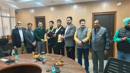 CHANDIGARH  OLYMPIC ASSOCIATION FELICITATED MEDAL WINNERS OF 38TH NATIONAL  GAMES HELD AT UTTRAKHAND