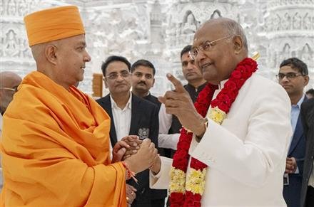 FORMER INDIAN PRESIDENT RAM NATH KOVIND VISITS BAPS MANDIR, ABU DHABI