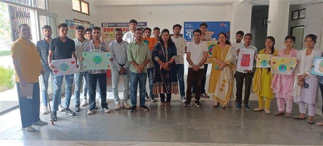 SHAHEED MAJOR SANJEEV LATHAR GOVT COLLEGE JULANA ORGANIZED POSTER MAKING COMPETITION  ON WORLD RED CROSS DAY