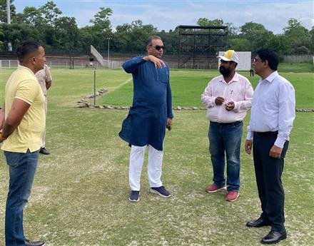 TANDON CONDUCTED A GROUND AND PITCH INSPECTION AT THE CRICKET STADIUM IN SECTOR 16