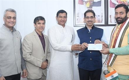 SANDEEP PASSEY, MD INTERSOFT DATA LABS PRESENTS 36 LAKH FOR THE HARYANA SARASWATI HERITAGE DEVE. BOARD
