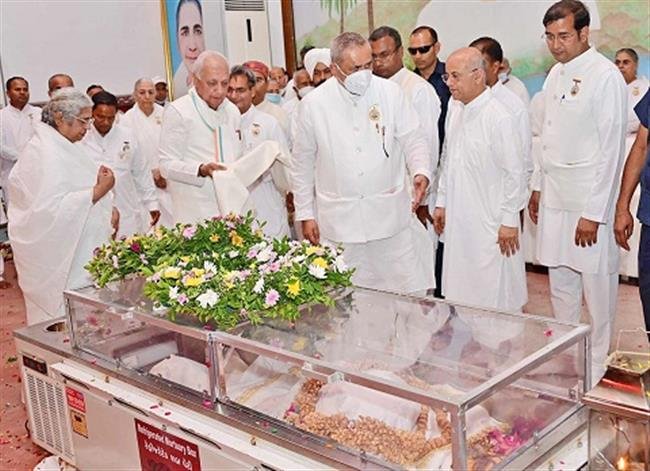THE MORTAL REMAINS OF BRIJMOHAN BHAI CONSIGNED TO FLAMES