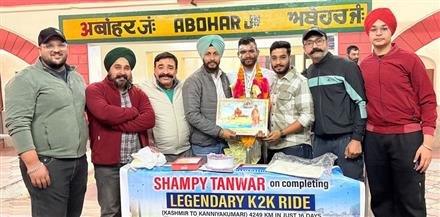 SHAMPY TANWAR COMPLETES KASHMIR TO KANYAKUMARI ENDURANCE RIDE