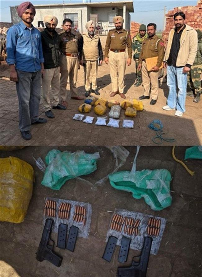 AMRITSAR POLICE BUSTED TRANS BORDER NARCOTICS AND ARMS SMUGGLING, 25 KG HEROIN , 2 PISTOLS RECOVERED