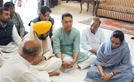 CM BHAGWANT SINGH MANN SHARES GRIEF WITH BEREAVED FAMILY OF SANDEEP GILHOTRA